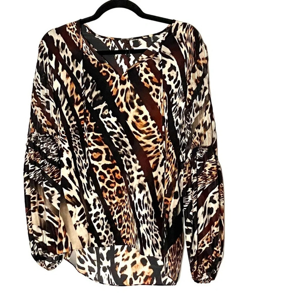 KOBI HALPERIN Fallon Mix Leopard Silk Blouse In Black Multi Small NWT - Picture 6 of 6